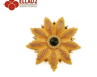 Tutorial Blacke-Eyed Susan's Flower - Beading tutorial, peyote stitch, beaded flower, Ellad2, instant download