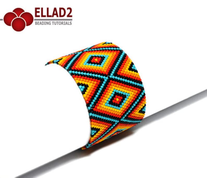 Tutorial Vibrant Bracelet-Beading pattern,odd peyote stitch, Ellad2 image 1