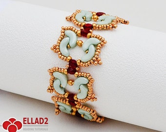 Tutorial Tulip Bracelet-Beading Tutorial with Arcos beads, Beading pattern, jewelry tutorial, Ellad2