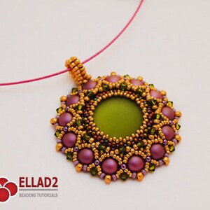 Tutorial Fabiola Pendant with 2-hole Cabochon 6mm, Beading Pattern, Instant download image 5
