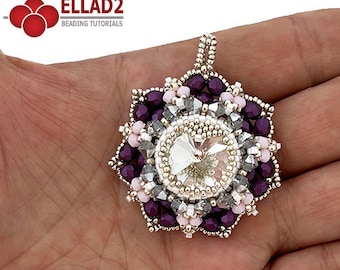 Tutorial Indah Pendant - beading tutorial, beaded pendant, instant download, PDF file, Ellad2 design