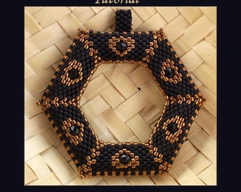 TUTORIAL Black and Bronze Hex-Pendant - Bead pattern