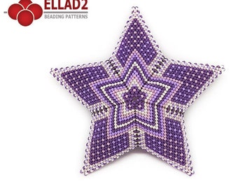 Beading Pattern 3D Peyote Star 4 - Instant download, PDF file, Peyote stitch, design by Ellad2