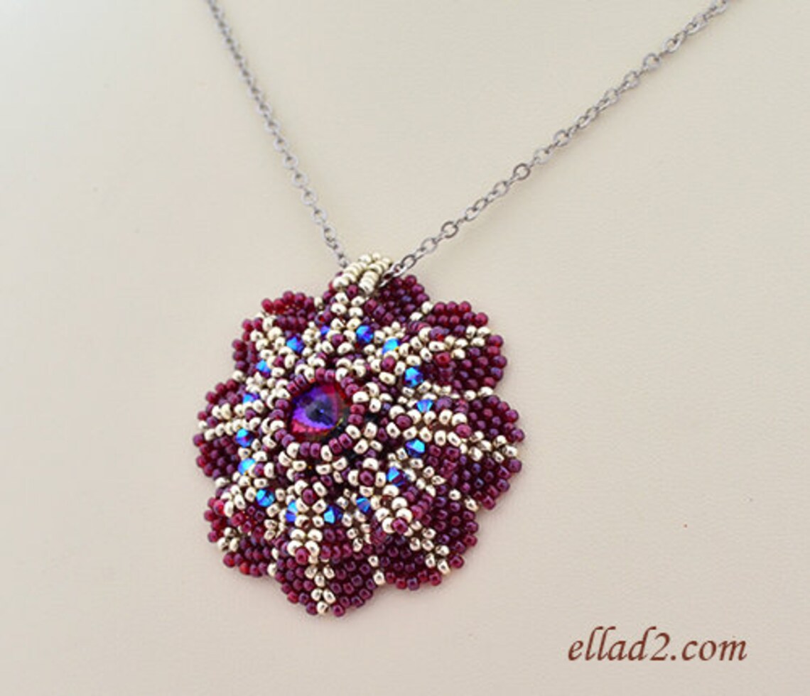 Tutorial Pendant Purpurea Flower Beading Pattern PDF Etsy