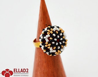 Tutorial Mia Ring - Beading Tutorial, Ring patterns, Ellad2, Instant download