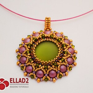 Tutorial Fabiola Pendant with 2-hole Cabochon 6mm, Beading Pattern, Instant download image 2