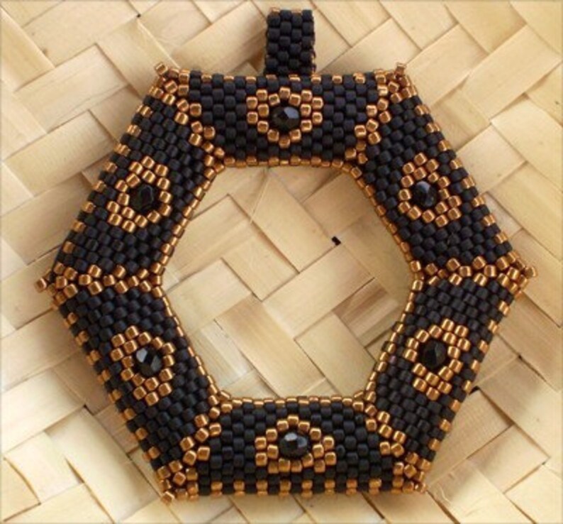 TUTORIAL Black and Bronze HexPendant Bead pattern Etsy