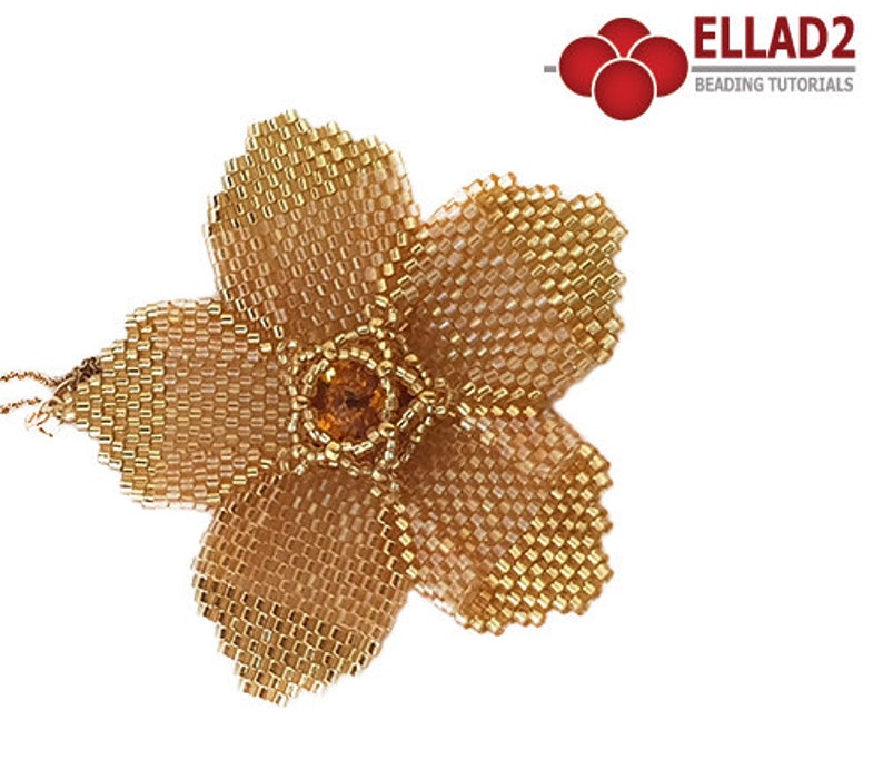 Tutorial Lone Flower beading tutorial, beadwoven flower, Ellad2 design, peyote stitch, brick stitch, instant download, pdf image 5