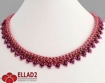 Tutorial Tri Necklace - Beading Tutorial with Super Kheops par Puca beads, Instant download, PDF file, design by Ellad2