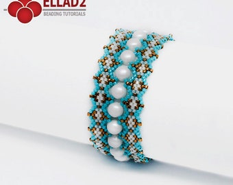 Tutorial Bracelet Sara - Beadwoven bracelet in Peyote stitch, beading tutorial, beading pattern, design by Ellad2