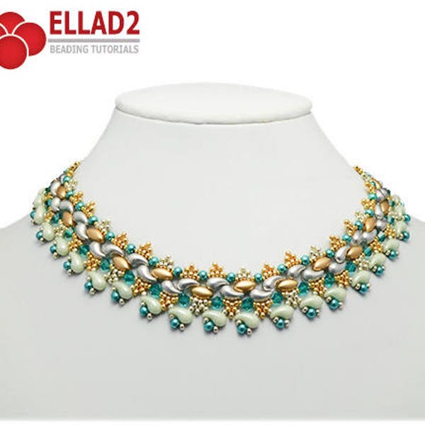 Tutorial Kani Necklace - Beading tutorial with Irisduo and Zoliduo beads, Instant download, design by Ellad2