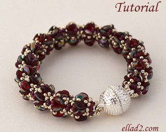 Beading Tutorial Merlot Bracelet - Beading pattern PDF