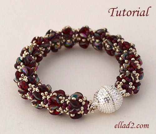 Beading Tutorial Merlot Bracelet - Beading pattern PDF