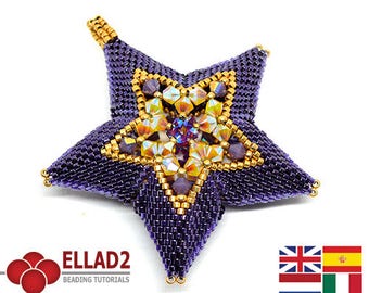 Tutorial Sparkle Star - Beadwoven Star, beading tutorial, beading pattern, sparkle star, peyote stitched, Ellad2