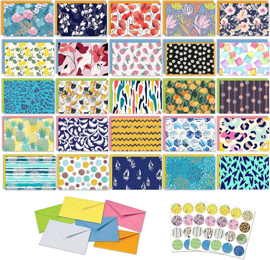 100 Unique Blank Cards and Envelopes – All Occasion Stationery Notes ...