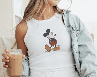 Retro Mickey Mouse Disney Racer Tank Top, Mickey Tank Top, Retro Minnie Mouse 90's Style Y2K Top, Disneyland Tank Top, Summer Mickey Shirt