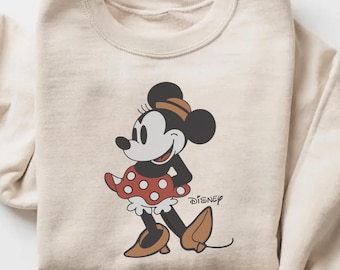Disney Classic Minnie Mouse Pose Sweatshirt, Minnie Hoodie, Disneyland Holiday Vacation Sweatshirt, Vintage Disney Retro Sweater,Disney Trip