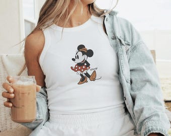 Retro Minnie Mouse Disney Racer Tank Top, Minnie Tank Top, Retro Minnie Mouse 90's Style Y2K Top, Disneyland Tank Top, Summer Mickey Shirt