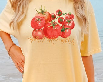 Comfort Colors® Tomato Shirt, Fruit Shirt, Botanical Shirt, Cottagecore Clothing Vegan Shirt, Garden Shirt Vegetable Shirt,Aesthetic Clothes