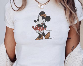 Retro Minnie Mouse Disney Baby Tee, Classic Minnie Baby Tee, Magic Kingdom Shirts, Classic Mickey Baby Tee, Y2k 90s Style Minnie Mouse Tee