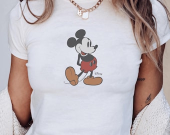 Retro Mickey Disney Baby Tee, Classic Mickey Baby Tee, Magic Kingdom Shirts, Classic Mickey Baby Tee, Y2k 90s Style Mickey Mouse Tee