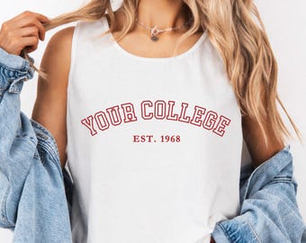 Comfort Colors® Custom College Tank Top, Custom University Tank Top, Custom College Name with Est. Year Tank Top, Custom Gym Tank Top
