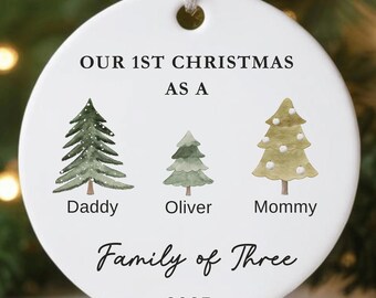 Family of Three Christmas Ornament, Family of 3, Family Ornament, Personalized Baby's First Christmas Ornament,First Christmas Ornament 2025