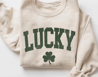 Womens Lucky Sweatshirt, Cute Shamrock Shirt, Happy St Patricks Day Shirt, St Pattys Day Outfit, Irish Lucky Day Shirt, St Patricks Day Gift