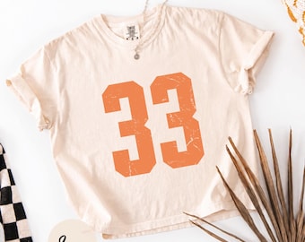 Comfort Colors® Custom Number Cropped Boxy Tee, Baseball Team Player Shirt for Mom, Game Day TShirt, Custom Number Shirt, Gift for her