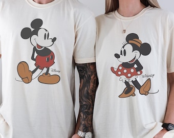 Comfort Colors® Retro Mickey Mouse Shirt, Disney Mickey Minnie Mouse Classic Pose Couple Shirt, Disney Couple Matching Shirt, Disneyland Tee
