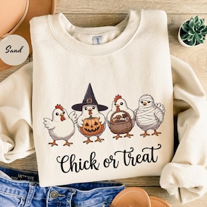 Halloween Chick or Treat Sweatshirt, Halloween Chicken Sweatshirt, Halloween Funny Chicken Shirt, Chicken Lovers Shirt, Ghost Chicken Shirt