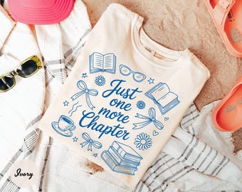 Comfort Colors® Just One More Chapter Shirt, Book Lover Shirt, Books and Coffee Shirt, Floral Bookish Shirt, Book Club Shirt, Reader Shirt