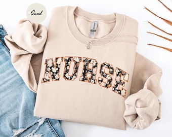 Nurse Halloween Sweatshirt, Retro Halloween Nurse Sweatshirt, Spooky Nurse, Halloween Nursing Tee, Fall Nurse Crewneck, Ghost Nurse Tshirt