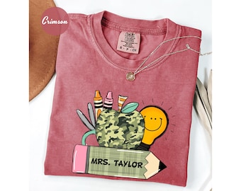 Comfort Colors® Custom Camo Teacher Shirt, Camouflage Teacher Shirt, Teacher Gifts, Teacher Appreciation, Back to School, Last Day of School