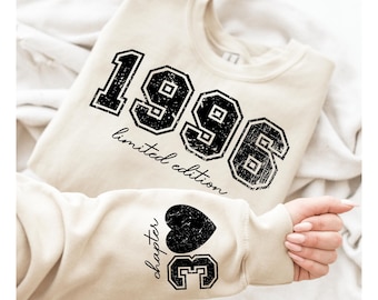 Custom 30th Birthday Sweatshirt, Personalized Limited Edition 1996 Hoodie, Custom Birthday, 1996 Year Number Sweatshirt, Custom Birthday