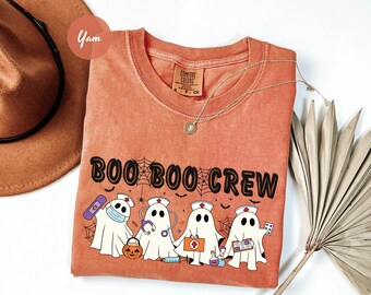Comfort Colors® Ghost Nurse Halloween Shirt, Halloween Nurse Shirt,Spooky Nurse Shirt,Halloween Nurse Gift,Nurse Boo Crew Shirt Boo Boo Crew