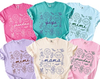 Comfort Colors® Personalized Mama Shirt, Grandma Shirt, Gigi Shirt Custom Mimi Tee, Gift For Nana, Custom Mimi Shirt, Mothers Day Gift