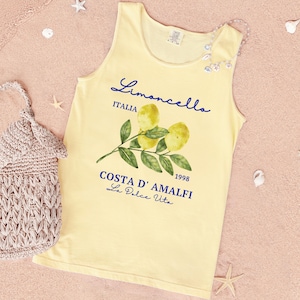 Comfort Colors® Retro Limoncello La Dolce Vita Tank Top, Lemon Tee, Italy Tank Top, Coastal Granddaughter Aesthetic Amalfi Coast, Summer Tee