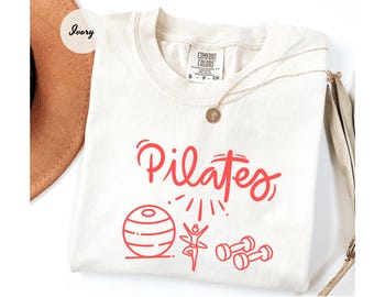 Comfort Colors® Pilates T-Shirt, Pilates Cafe Latte Coquette Garment-Dyed Shirt, Clean Girl, Trending Now, Pilates Princess, Pilates Gift