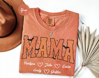 Comfort Colors® Custom Halloween Mama Shirt, Mom Halloween Shirt, Spooky Mama Shirt, Mama Halloween, Cute Ghost Shirt, Mama Ghost Shirt