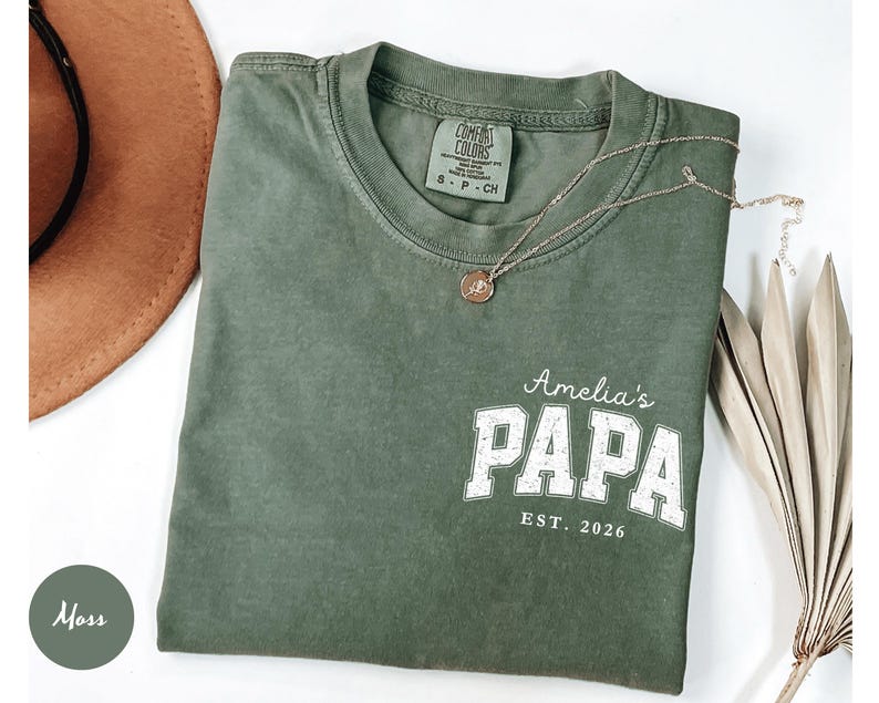 Comfort Colors® Personalized Papa Shirt With Kid Name, Papa Tshirt ...