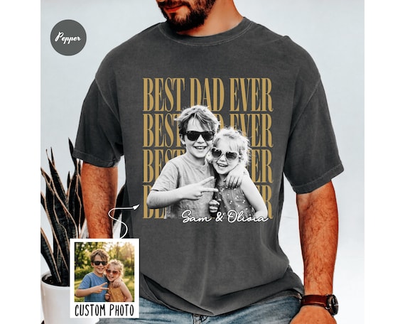 Comfort Colors® Custom Dad Vintage Photo Shirt, Custom Fathers Day Shirt With Kids Photo, Funny Dad Shirt, Best Dad Ever Shirt, New Dad Gift