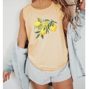 Comfort Colors® Vintage Lemon Graphic Tank Top, Retro Citrus Fruit Shirt, Aesthetic Summer Tank Top, Fresh Organic Vibe Tee, Summer Tank Top