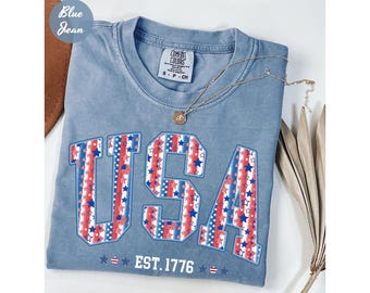 Comfort Colors USA Shirt, America Shirt, Fourth of July Shirt, 4th of July Tee, Patriotic Shirt, America Est Shirt, Red White and Blue