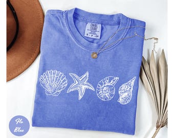 Comfort Colors® Seashell Shirt, Beach Shirt, Summer Shirt, Ocean Lover Gift, Sea Shell Tee, Cute Sea Animal Tee, Beach Woman Shirt