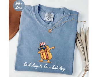 Camiseta de perrito caliente Comfort Colors®, Mal día para ser un perrito caliente, Perrito caliente retro divertido, Camiseta para mujer del 4 de julio, Camiseta del Día de los Caídos, Camiseta del Día del Trabajo