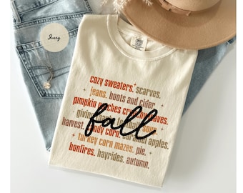 Comfort Colors® Fall Shirt, Cozy Fall Shirt, Womens Fall Shirts, Fall Tshirt, Pumpkin Patch Shirt, Thanksgiving Shirt, Autumn Words Tee