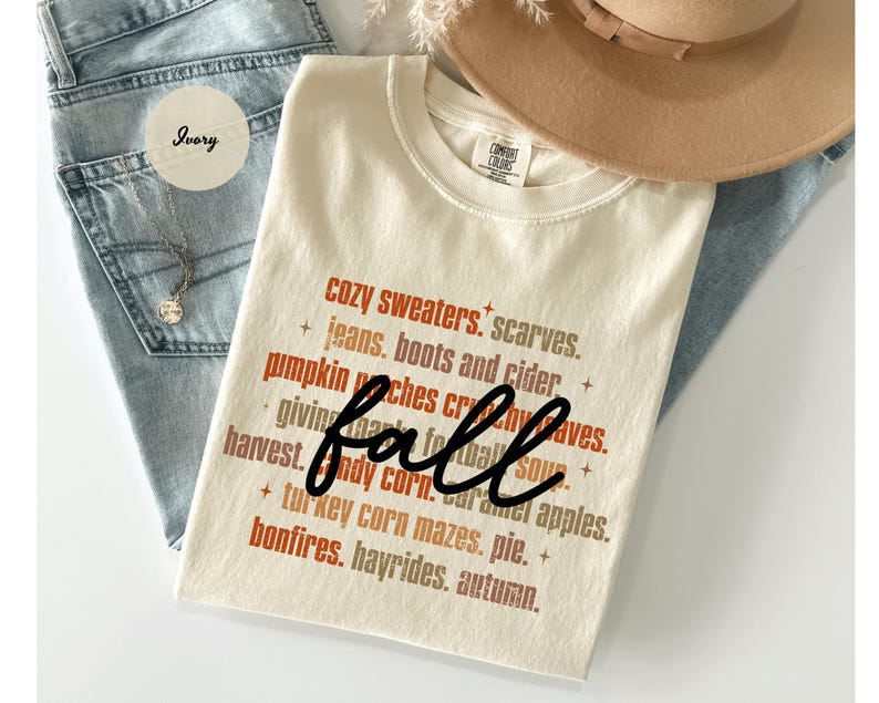 Comfort Colors® Fall Shirt, Cozy Fall Shirt, Womens Fall Shirts, Fall Tshirt, Pumpkin Patch Shirt, Thanksgiving Shirt, Autumn Words Tee bild 1