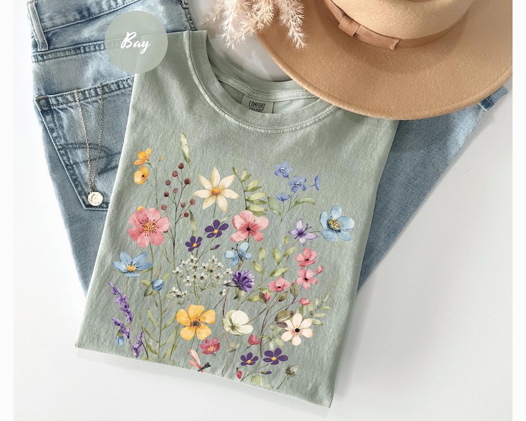 Comfort Colors Wildflower Shirt, Vintage Pressed Flower Tshirt ...