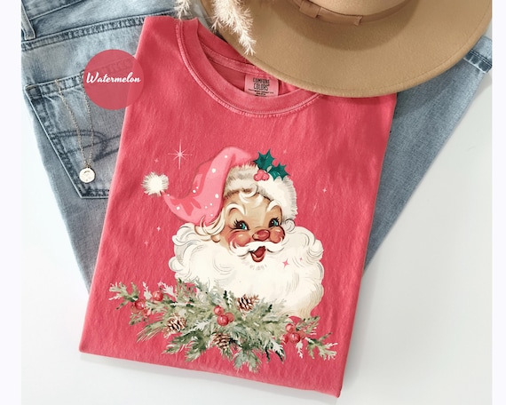 Comfort Colors® Vintage Santa Tee, Retro Santa Claus Comfort Colors Shirt, Cute Santa Claus Xmas Tee, Comfort Colors Christmas Shirt Xmas